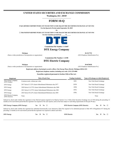 Thumbnail DTE Energy
 Quarterly Report 2025-q3