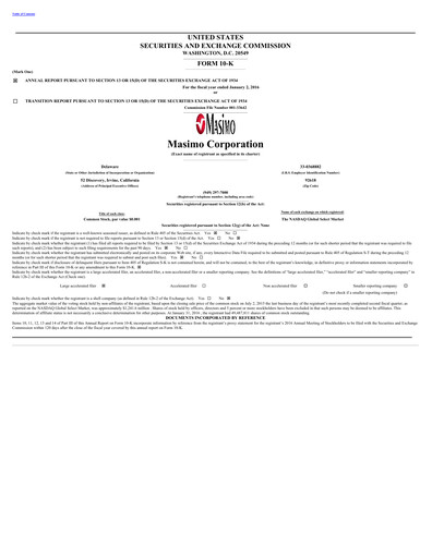 Thumbnail Masimo Annual Report 2015