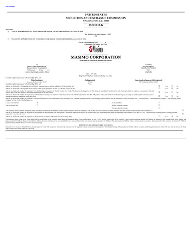 Thumbnail Masimo Annual Report 2021