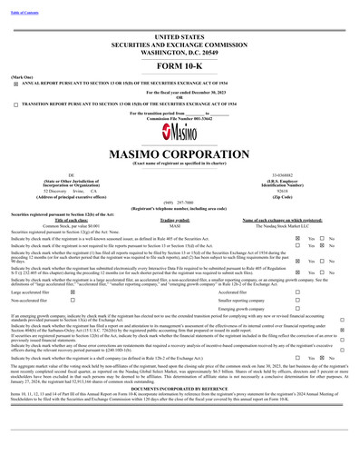Thumbnail Masimo Annual Report 2023