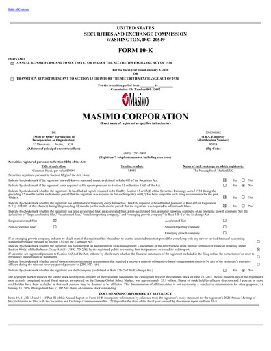Thumbnail Masimo Annual Report 2025