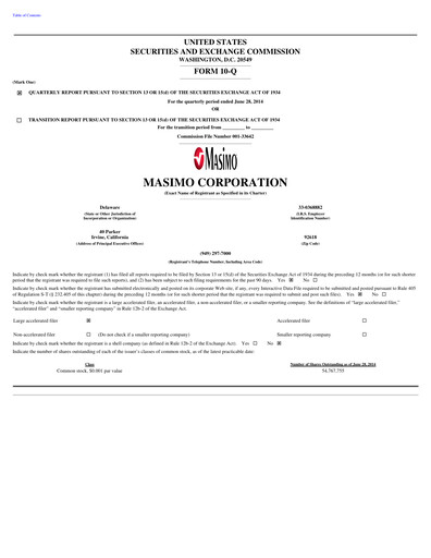 Thumbnail Masimo Quarterly Report 2014-q2