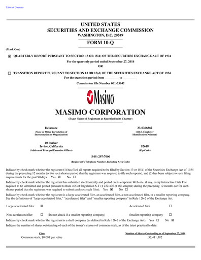Thumbnail Masimo Quarterly Report 2014-q3