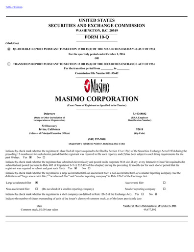 Thumbnail Masimo Quarterly Report 2016-q3