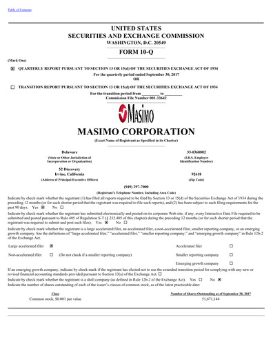 Thumbnail Masimo Quarterly Report 2017-q3