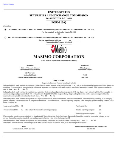 Thumbnail Masimo Quarterly Report 2018-q1