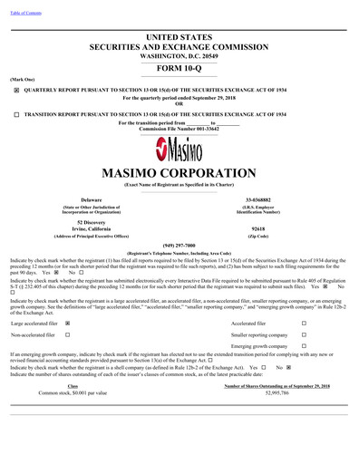 Thumbnail Masimo Quarterly Report 2018-q3