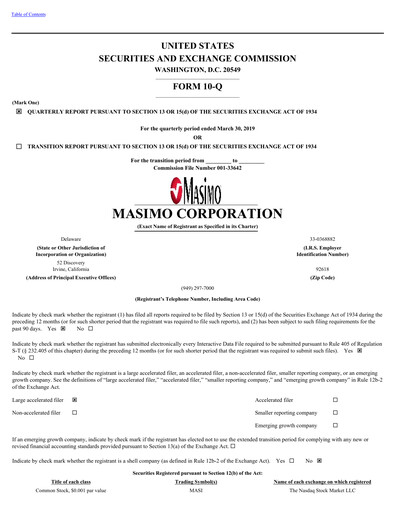 Thumbnail Masimo Quarterly Report 2019-q1