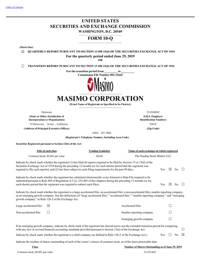 Thumbnail Masimo Quarterly Report 2019-q2