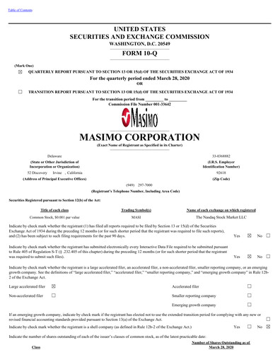 Thumbnail Masimo Quarterly Report 2020-q1
