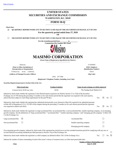 Thumbnail Masimo Quarterly Report 2020-q2