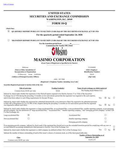 Thumbnail Masimo Quarterly Report 2020-q3