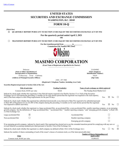 Thumbnail Masimo Quarterly Report 2021-q1