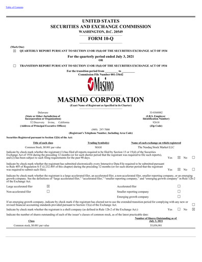 Thumbnail Masimo Quarterly Report 2021-q2