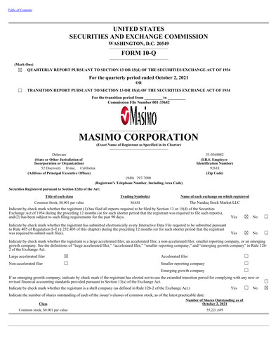 Thumbnail Masimo Quarterly Report 2021-q3