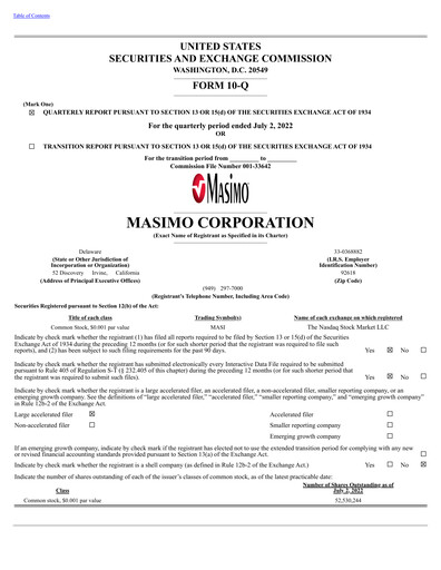 Thumbnail Masimo Quarterly Report 2022-q2