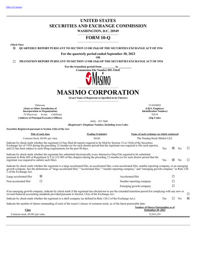 Thumbnail Masimo Quarterly Report 2023-q3