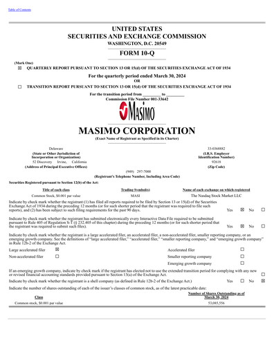 Thumbnail Masimo Quarterly Report 2024-q1