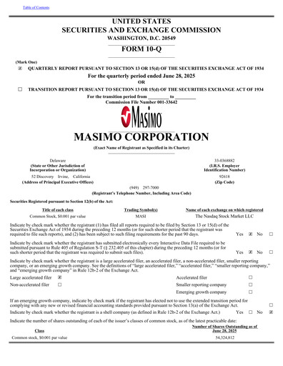 Thumbnail Masimo Quarterly Report 2025-q2