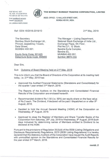 Thumbnail Bombay Burmah Financial Report 2017-2018