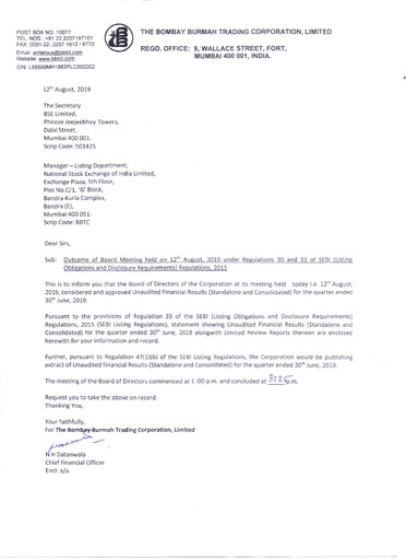 Thumbnail Bombay Burmah Quarterly Report 2019-q1