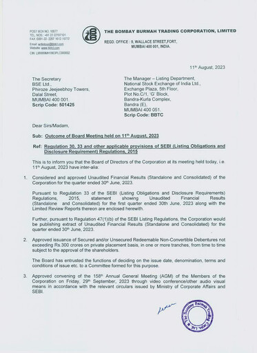 Thumbnail Bombay Burmah Quarterly Report 2023-q1