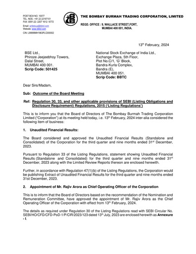 Thumbnail Bombay Burmah Quarterly Report 2023-q3