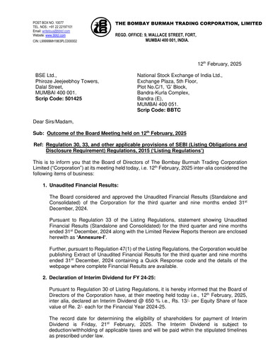 Thumbnail Bombay Burmah Quarterly Report 2024-q3