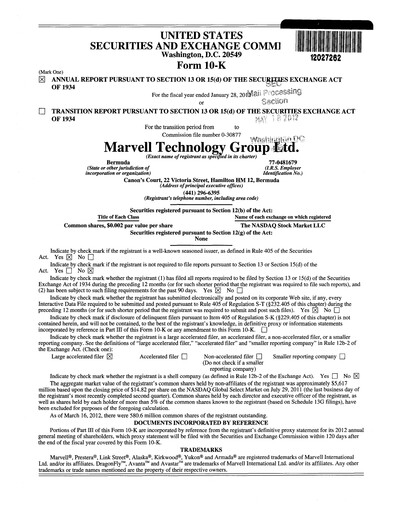 Thumbnail Marvell Technology Annual Report 2012