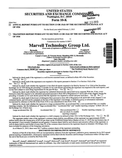 Thumbnail Marvell Technology Annual Report 2013