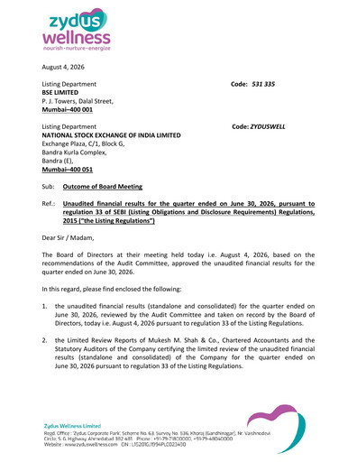 Thumbnail Zydus Wellness
 Quarterly Report 2026-q1