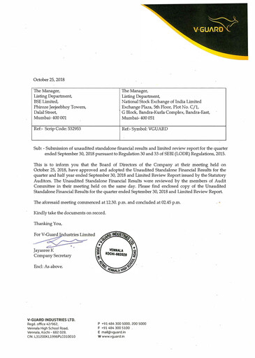 Thumbnail V-Guard Industries
 Quarterly Report 2018-q2