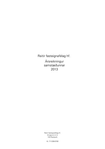 Thumbnail Reitir fasteignafélag Financial Statement 2013
