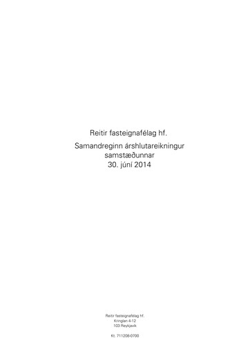 Vorschaubild Reitir fasteignafélag Halbjahresbericht 2014-h1