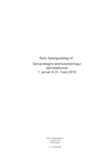 Vorschaubild Reitir fasteignafélag Quartalsbericht 2015-q1