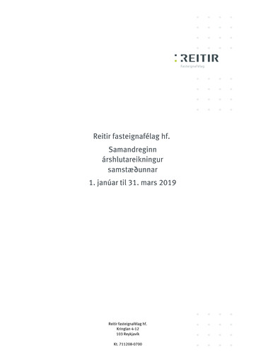 Vorschaubild Reitir fasteignafélag Quartalsbericht 2019-q1
