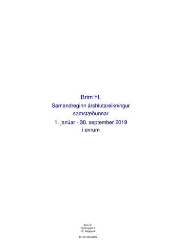 Miniature Brim hf. Rapport trimestriel 2019-q3