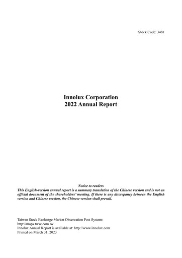 Thumbnail Innolux Annual Report 2022