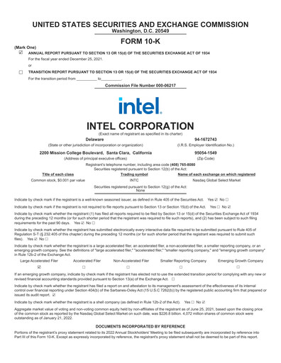 Thumbnail Intel Annual Report 2021