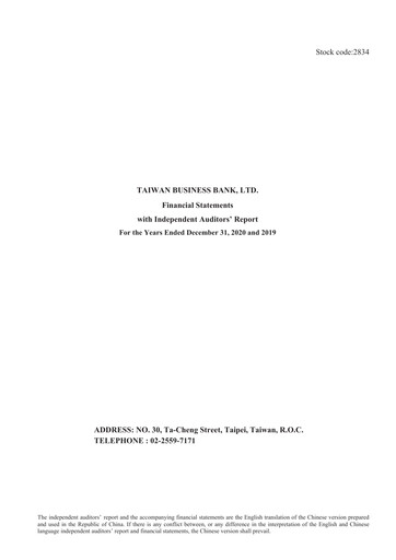 Thumbnail Taiwan Business Bank
 Financial Report 2020