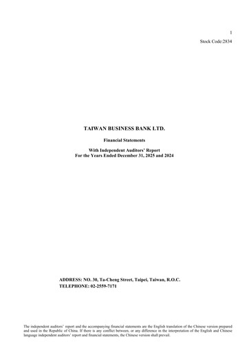 Miniature Taiwan Business Bank
 Rapport financier 2025