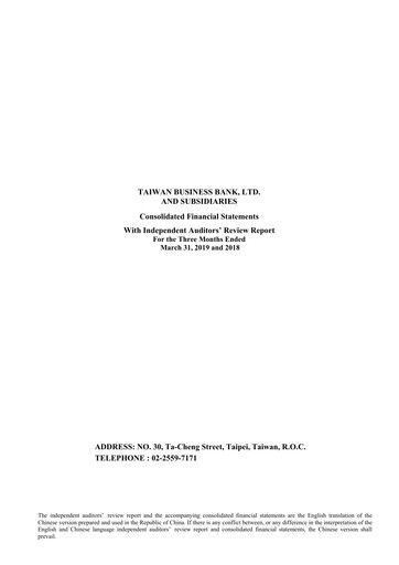Thumbnail Taiwan Business Bank
 Quarterly Report 2019-q1