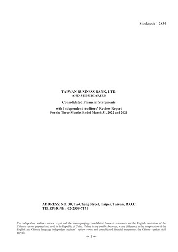 Thumbnail Taiwan Business Bank
 Quarterly Report 2022-q1
