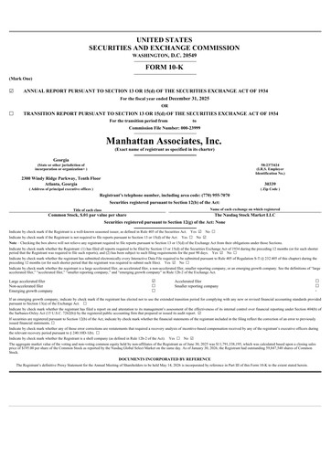 Thumbnail Manhattan Associates
 Annual Report 2025