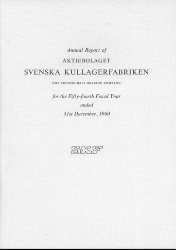 Miniature SKF India Rapport annuel 1960