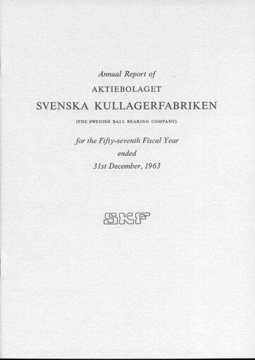 Miniature SKF India Rapport annuel 1963