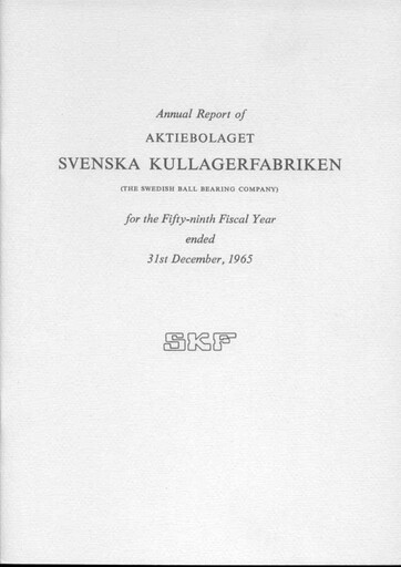 Miniature SKF India Rapport annuel 1965
