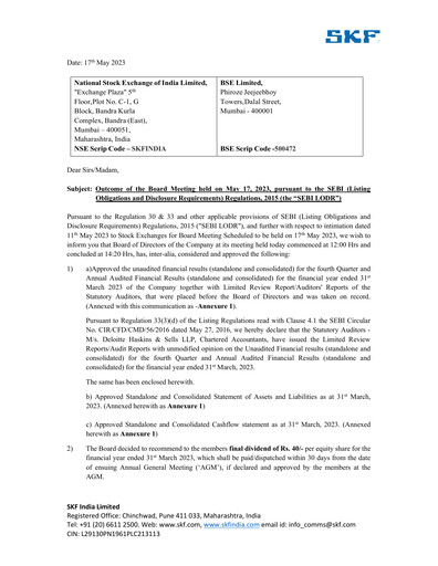 Thumbnail SKF India Quarterly Report 2022-q4