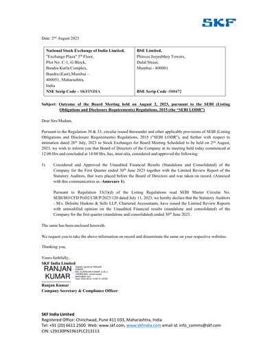 Thumbnail SKF India Quarterly Report 2023-q1