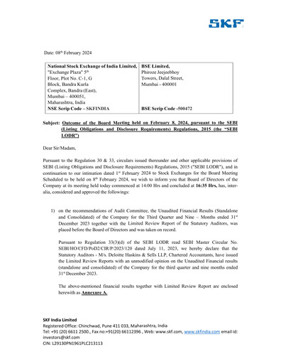 Thumbnail SKF India Quarterly Report 2023-q3